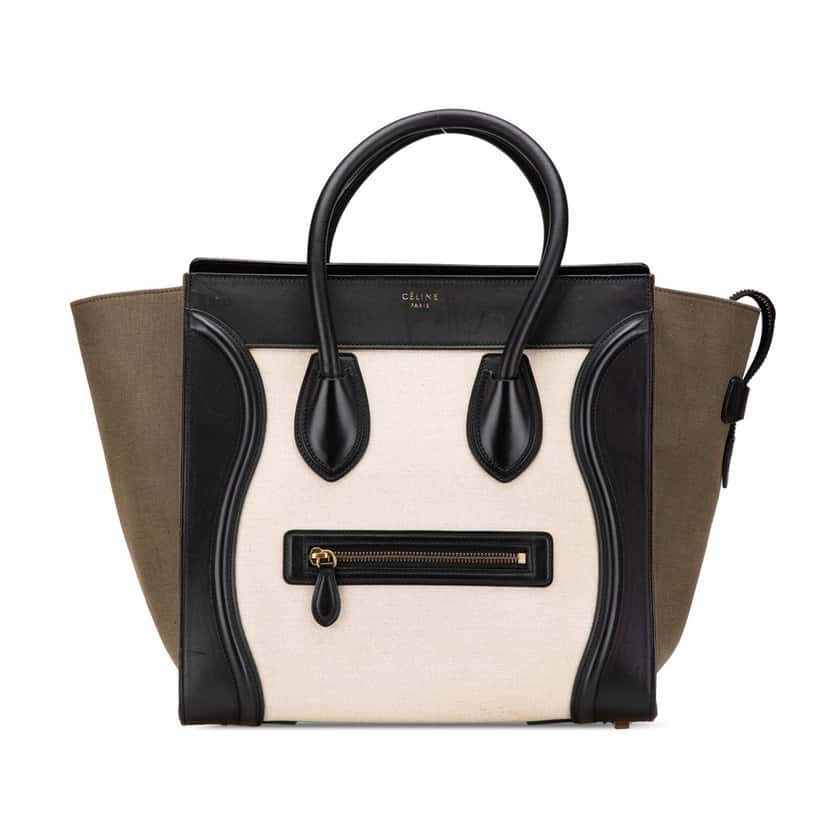 Celine Mini Canvas Tricolor Luggage Tote White Canvas Good condition - Front View