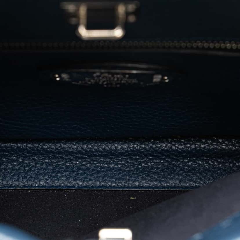 Fendi Mini Calfskin Romano Selleria Peekaboo Iconic Fit Satchel Blue Leather Good condition - Model View