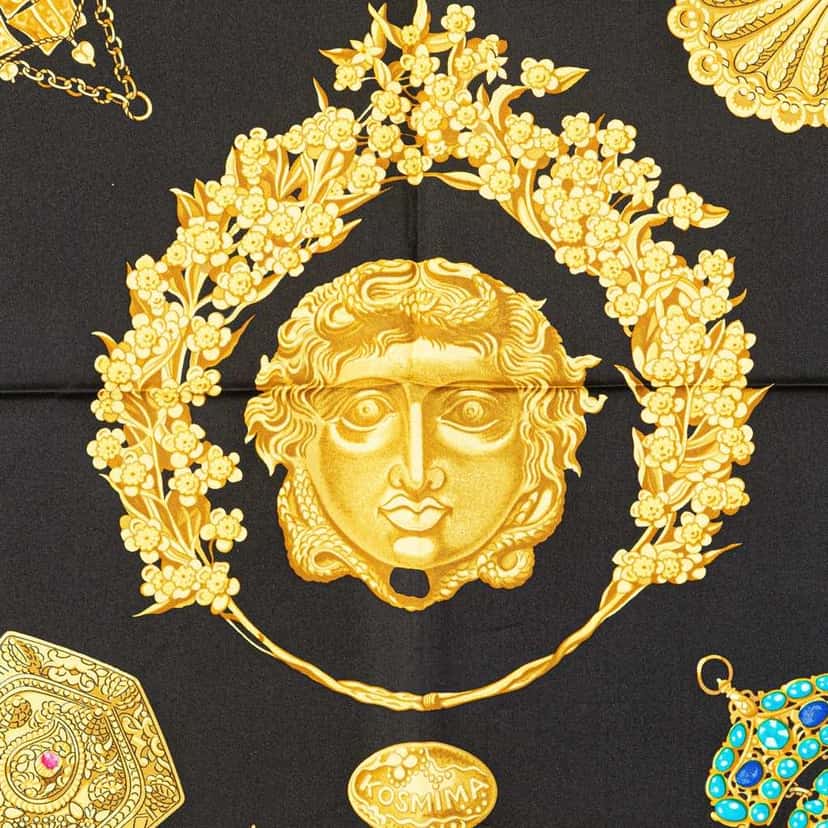 Hermès Kosmima Silk Scarf Black Silk Good condition - Back View