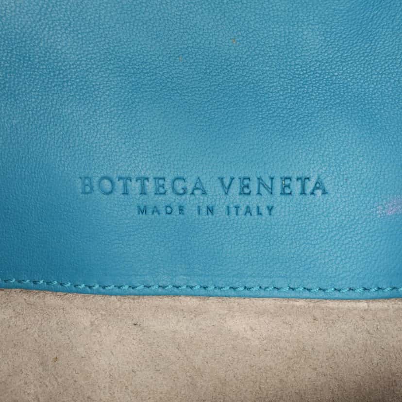 Bottega Veneta Mini Nappa Intrecciato Turn Lock Crossbody Blue Leather Good condition - Box View