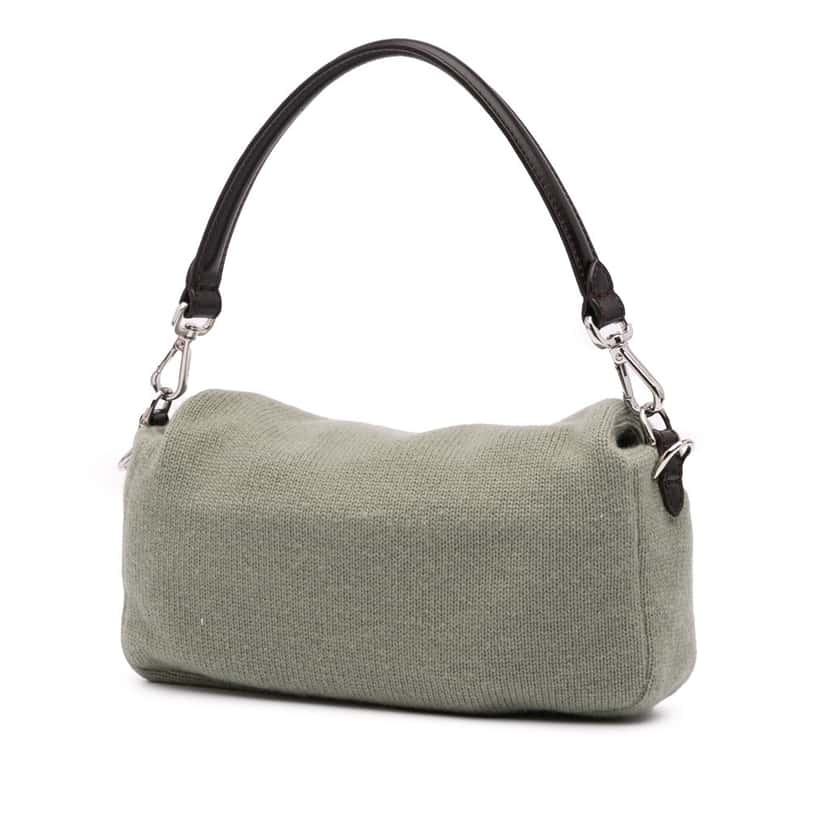 Fendi Cashmere Baguette Satchel Green Wool Good condition - Back View