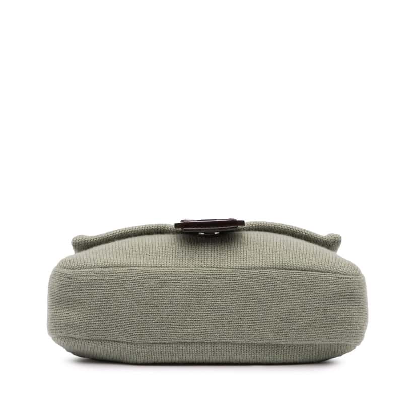 Fendi Cashmere Baguette Satchel Green Wool Good condition - Inside View