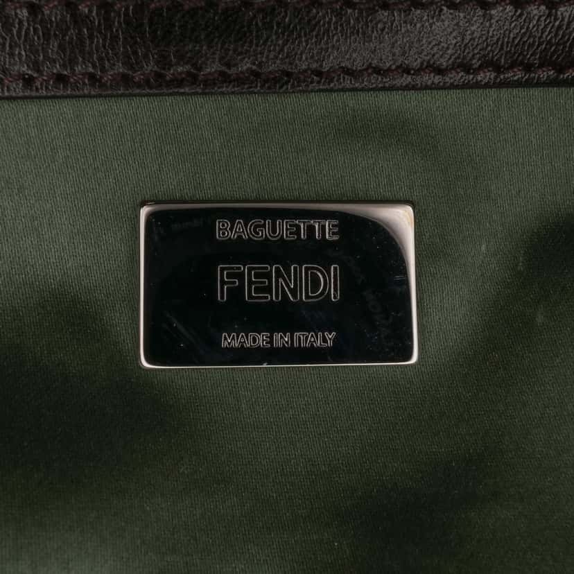 Fendi Cashmere Baguette Satchel Green Wool Good condition - Box View