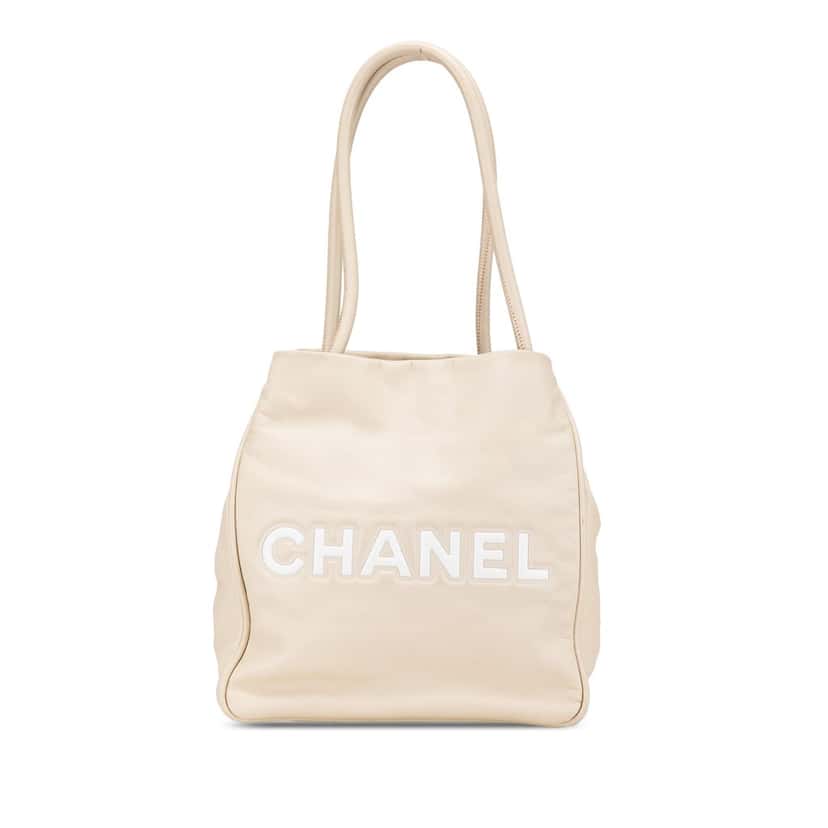 Chanel Camellia Lambskin Logo Tote Brown Leather Good condition - Front View