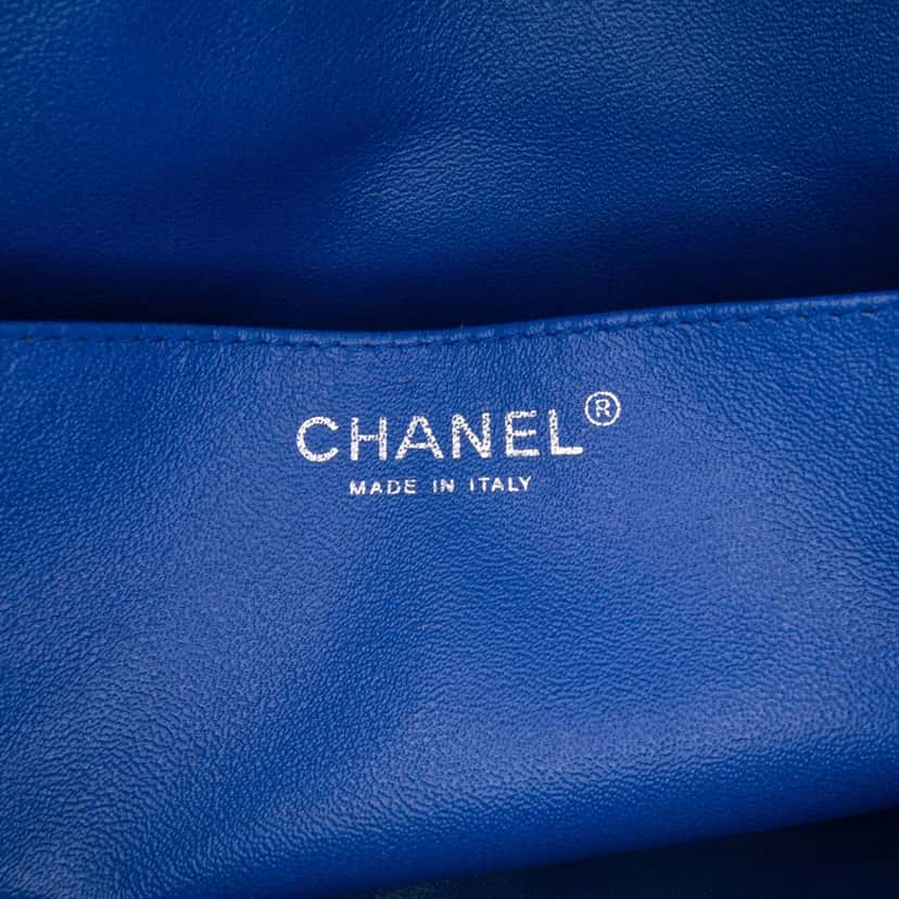 Chanel Jumbo Classic Lambskin Single Flap Blue Leather Good condition - Box View