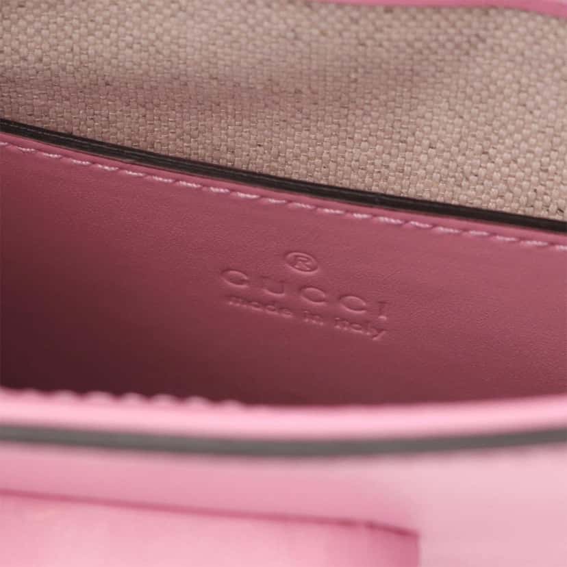 Gucci Mini Calfskin Bamboo Top Handle Bag Pink Leather Good condition - Model View
