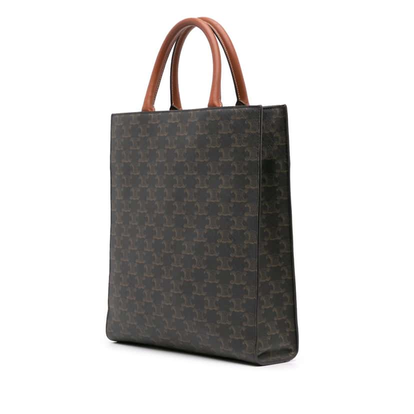 Celine Small Triomphe Coated Canvas Vertical Cabas Tote Brown Canvas Good condition - Back View