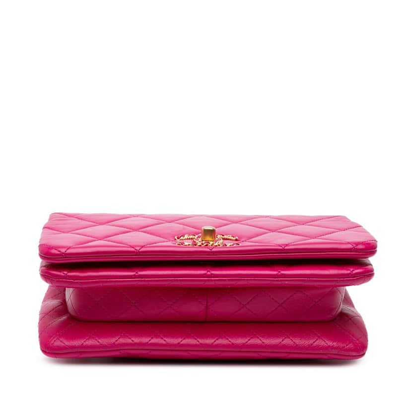 Chanel Small Quilted Lambskin On And On Chain Flap Pink Leather Very good condition - Inside View