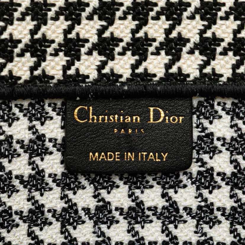 Dior Large Canvas Houndstooth Embroidered Book Tote Black Canvas Good condition - Box View