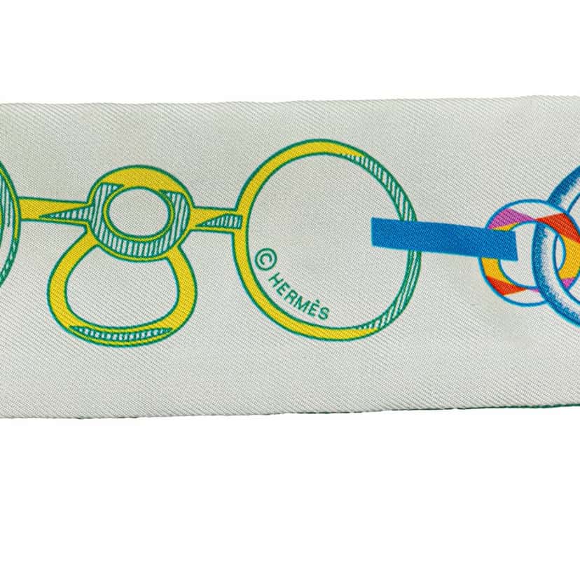 Hermès Do Re Boucles Twilly Scarf Green Silk Good condition - Back View