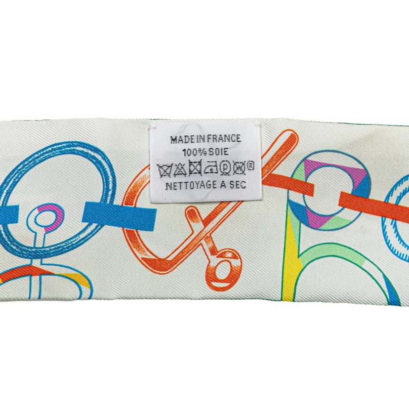 Hermès Do Re Boucles Twilly Scarf Green Silk Good condition - Inside View
