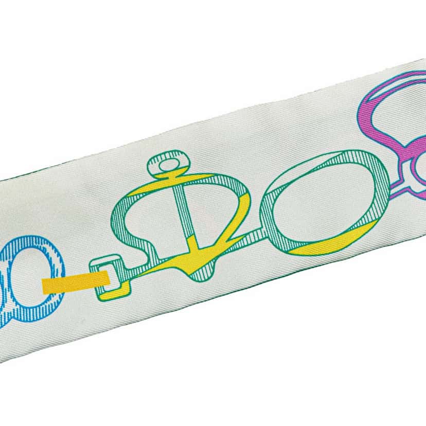 Hermès Do Re Boucles Twilly Scarf Green Silk Good condition - Model View