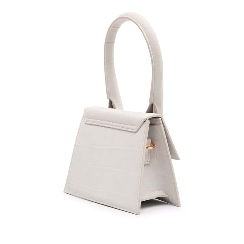 Jacquemus Croc Embossed Calfskin Le Chiquito Moyen White Leather Good condition - Back View