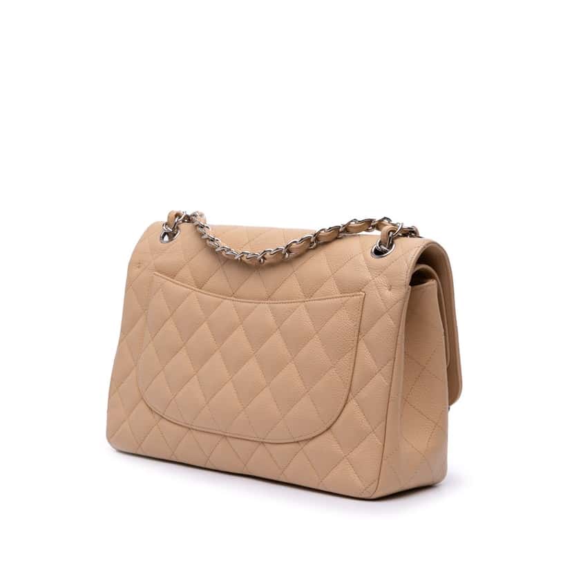 Chanel Jumbo Classic Caviar Double Flap Brown Leather Good condition - Back View