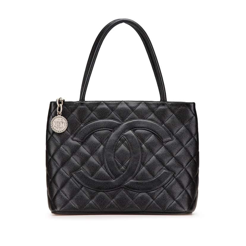 Chanel Caviar Medallion Tote Black Leather Good condition - Front View