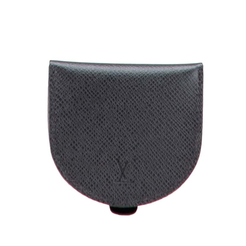 Louis Vuitton Taiga Porte Monnaie Cuvette Coin Purse Black Leather Good condition - Front View