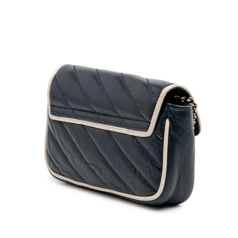Gucci Super Mini GG Marmont Matelasse Leather Torchon Flap Crossbody Blue Leather Good condition - Back View