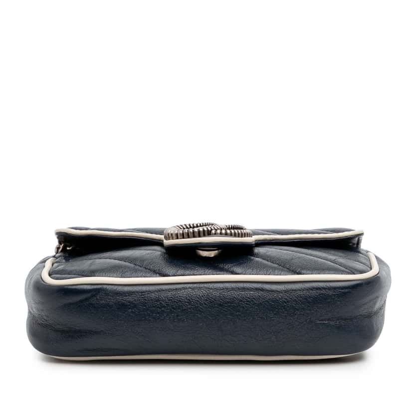 Gucci Super Mini GG Marmont Matelasse Leather Torchon Flap Crossbody Blue Leather Good condition - Inside View