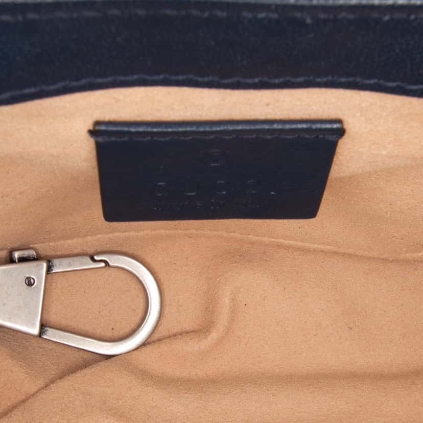 Gucci Super Mini GG Marmont Matelasse Leather Torchon Flap Crossbody Blue Leather Good condition - Model View