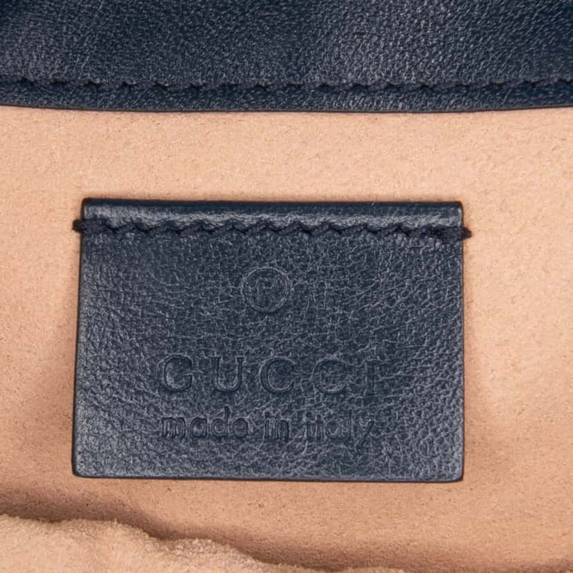 Gucci Super Mini GG Marmont Matelasse Leather Torchon Flap Crossbody Blue Leather Good condition - Box View