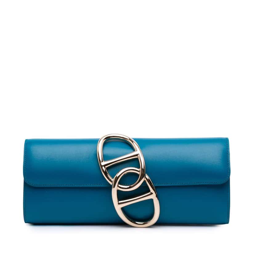 Hermès Tadelakt Egee Clutch Blue Leather Good condition - Front View