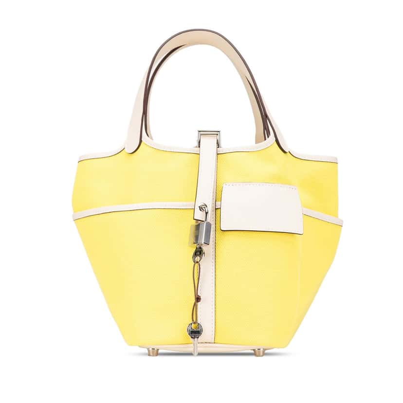 Hermès Toile Goeland and Swift Cargo Picotin Lock 18 Yellow Canvas Good condition - Front View