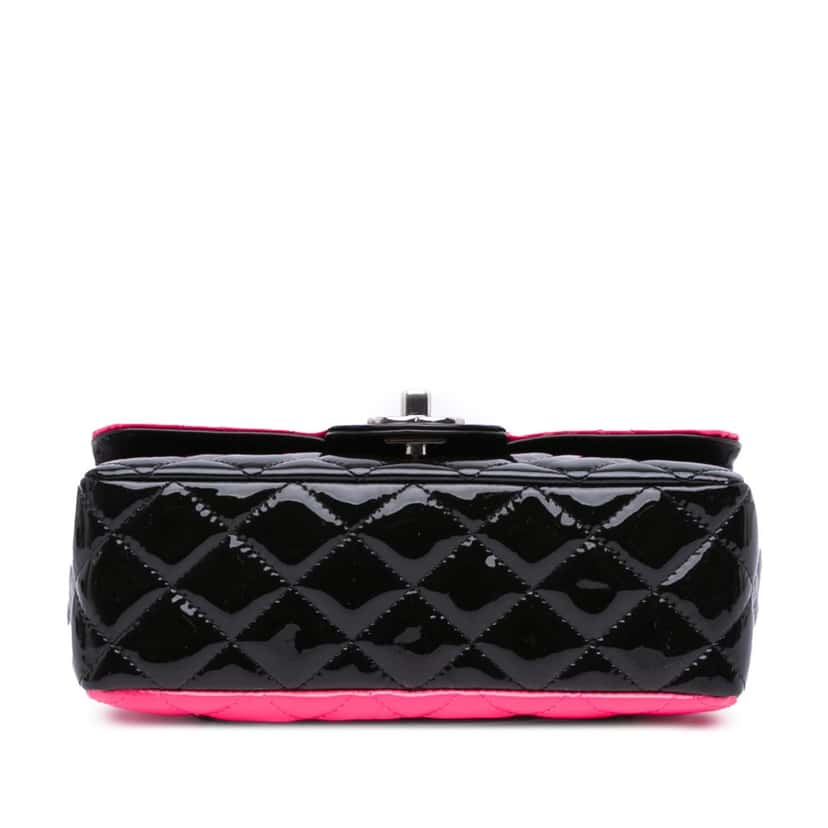 Chanel Mini Rectangular Classic Bicolor Patent Single Flap Pink Leather Good condition - Inside View