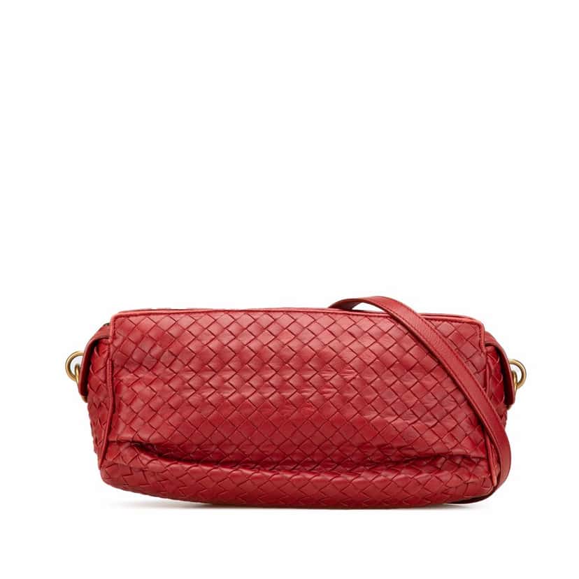 Bottega Veneta Nappa Intrecciato Crossbody Red Leather Good condition - Front View