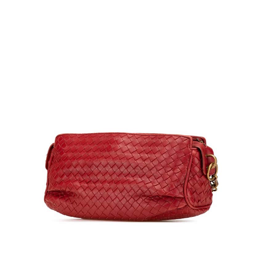 Bottega Veneta Nappa Intrecciato Crossbody Red Leather Good condition - Back View