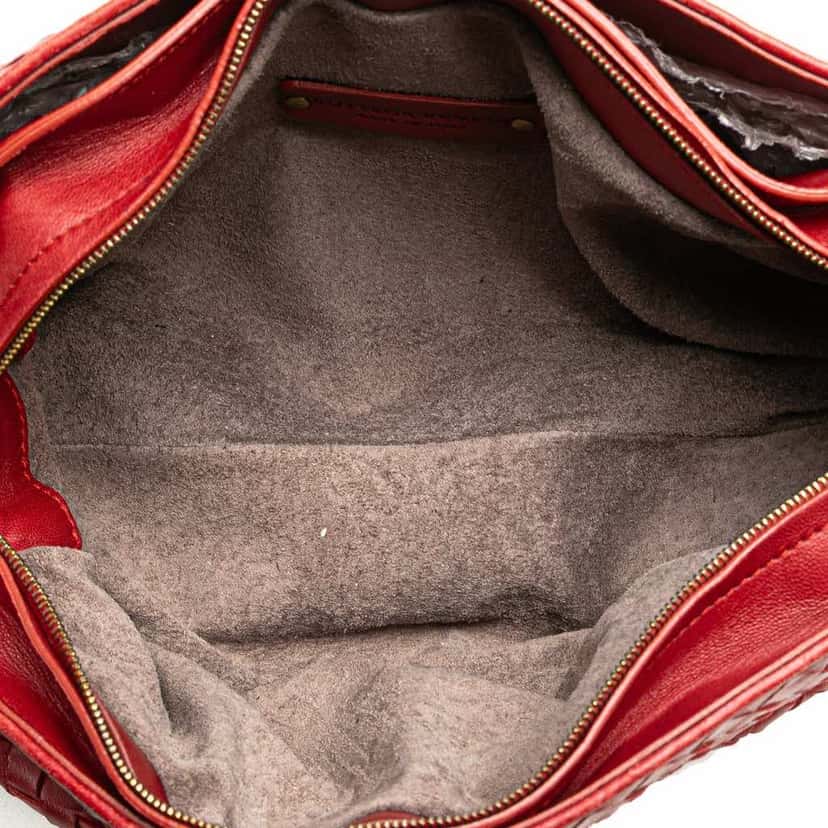 Bottega Veneta Nappa Intrecciato Crossbody Red Leather Good condition - Model View