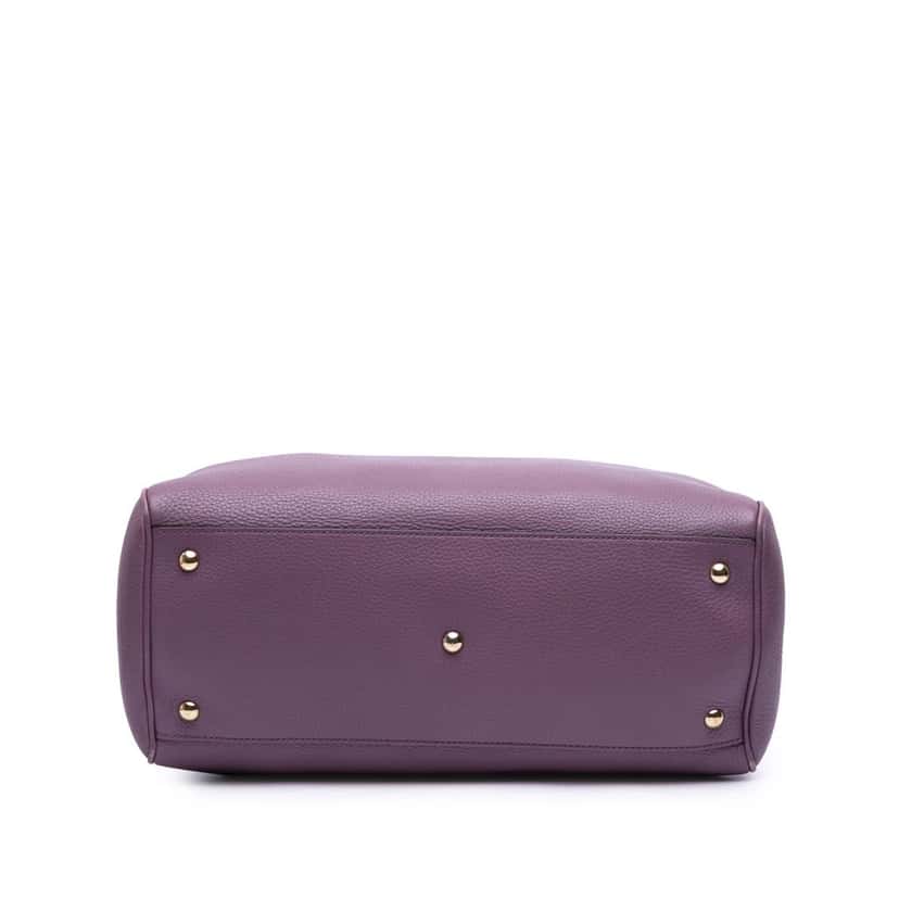 Gucci Medium Calfskin Bamboo Shopper Satchel Purple Leather Good condition - Inside View