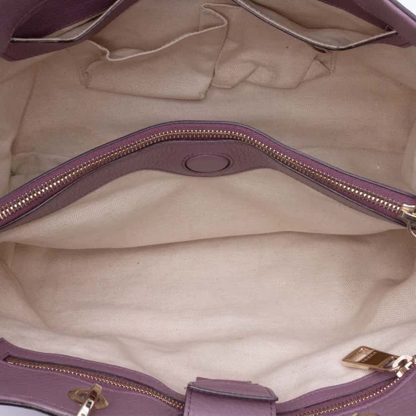 Gucci Medium Calfskin Bamboo Shopper Satchel Purple Leather Good condition - Model View