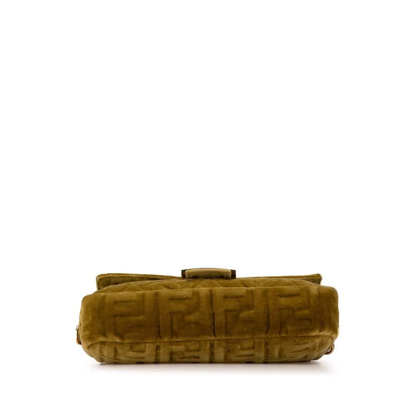 Fendi Zucca Embossed Velvet Baguette Satchel Green Velvet Good condition - Inside View