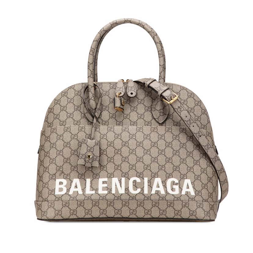 Gucci Balenciaga The Hacker Project Medium GG Supreme Ville Satchel Brown Canvas Good condition - Front View