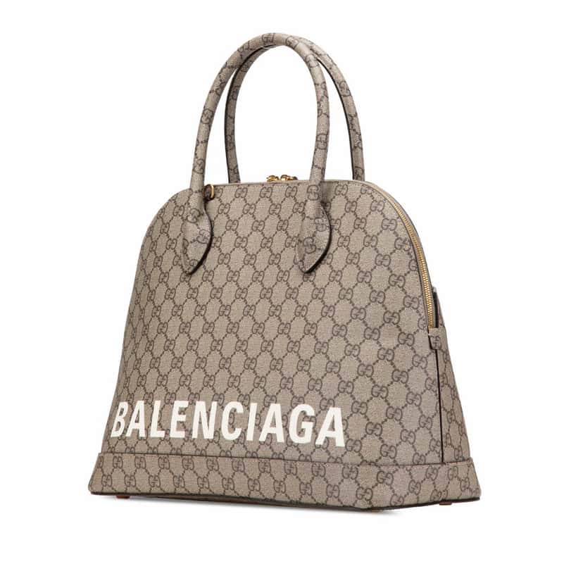 Gucci Balenciaga The Hacker Project Medium GG Supreme Ville Satchel Brown Canvas Good condition - Back View