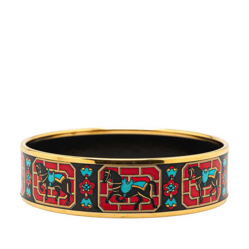 Hermès Wide Horse Enamel Bangle 65 Black Good condition - Inside View