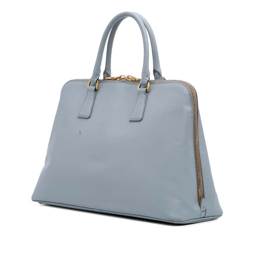 Prada Large Saffiano Lux Promenade Satchel Blue Leather Good condition - Back View