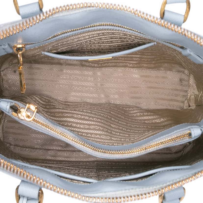 Prada Large Saffiano Lux Promenade Satchel Blue Leather Good condition - Model View