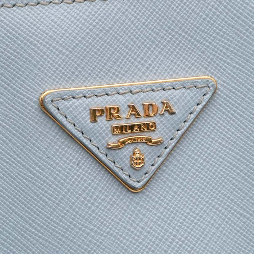 Prada Large Saffiano Lux Promenade Satchel Blue Leather Good condition - Box View