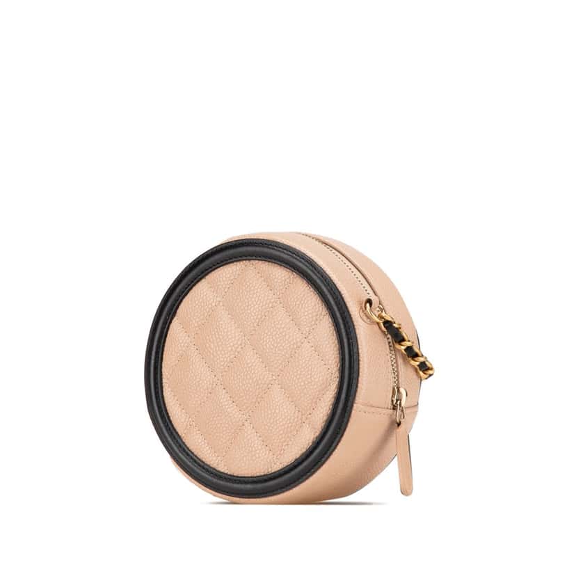 Chanel Caviar CC Filigree Round Crossbody Brown Leather Good condition - Back View