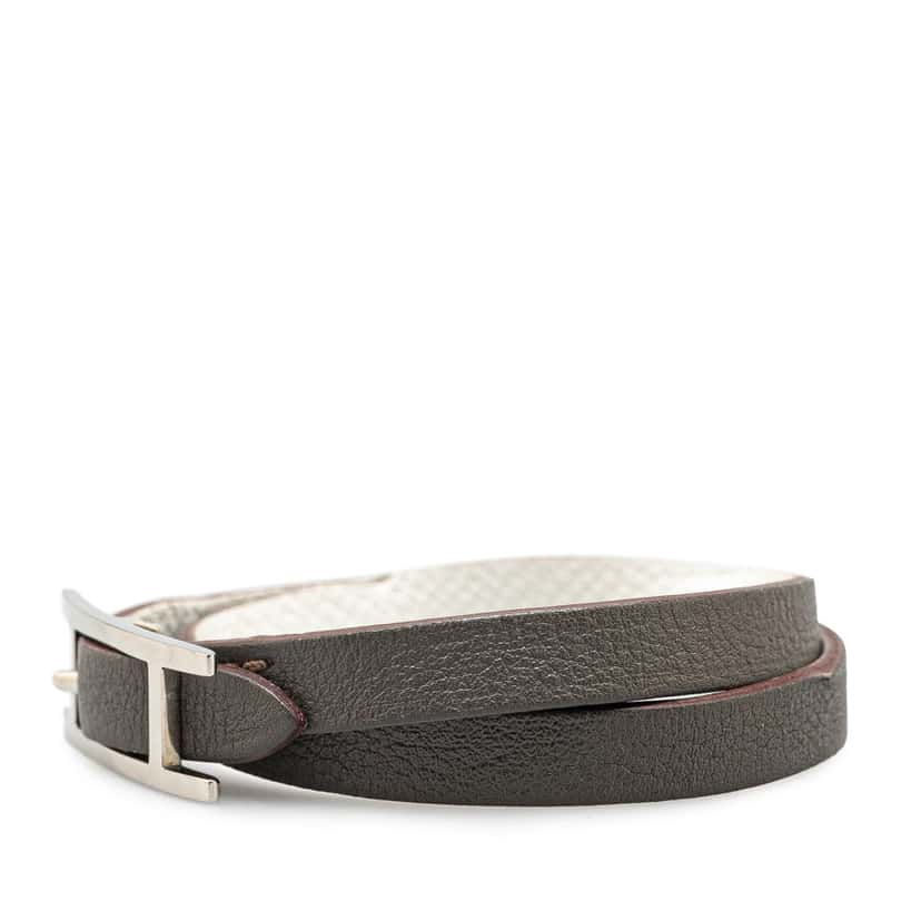 Hermès Epsom Behapi Double Tour Bracelet XS Grey Leather Good condition - Back View