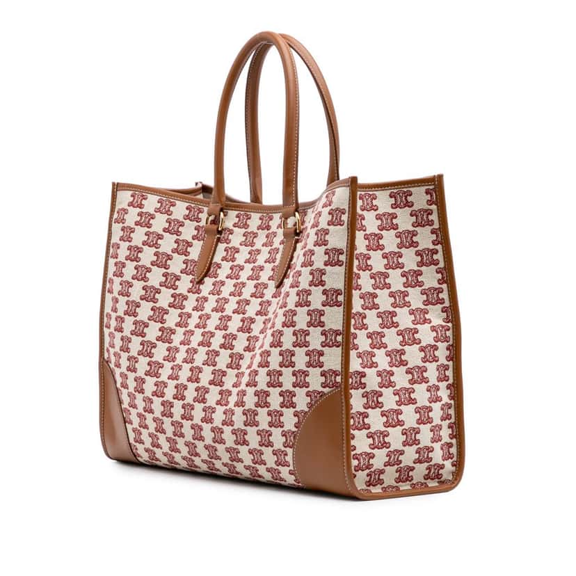 Celine Triomphe Embroidered Canvas Horizontal Cabas Tote Brown Canvas Good condition - Back View