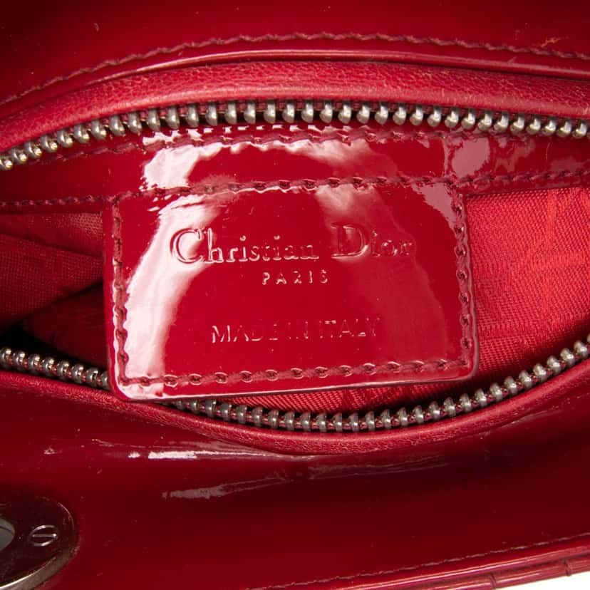 Dior Medium Patent Cannage Lady Dior Red Leather Good condition - Box View