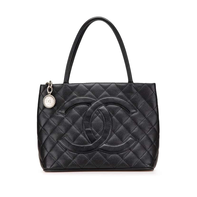 Chanel Caviar Medallion Tote Black Leather Good condition - Front View