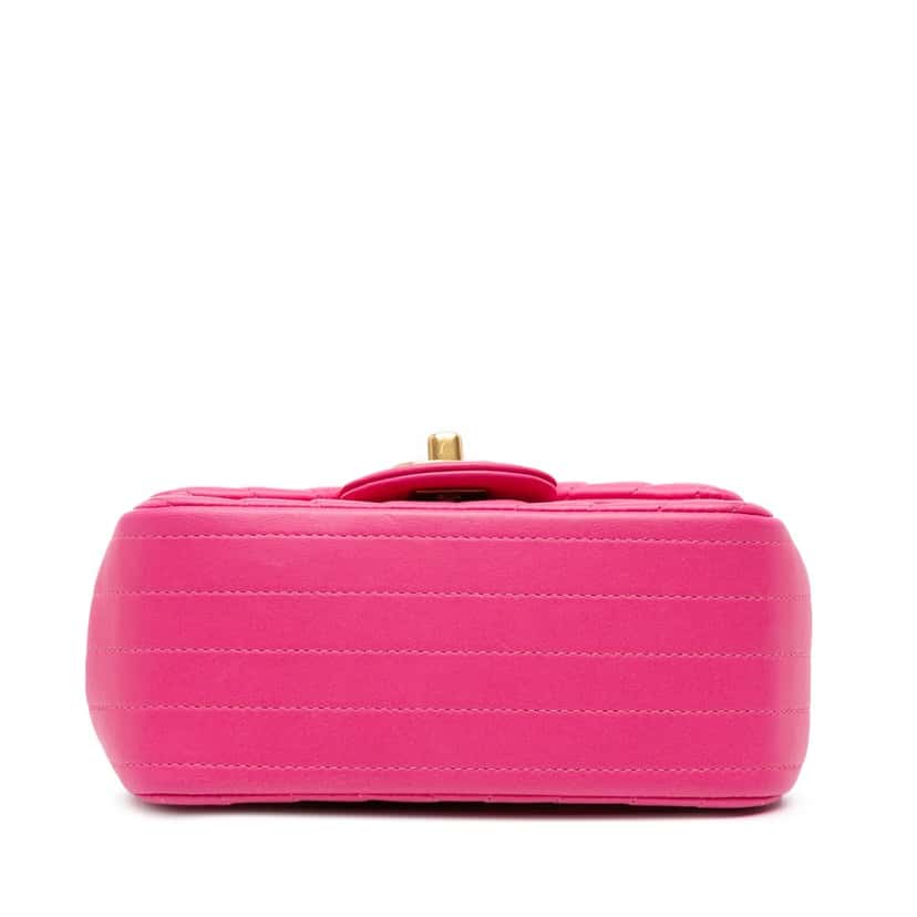 Chanel Mini Square Classic Chevron Lambskin Single Flap Pink Leather Good condition - Inside View