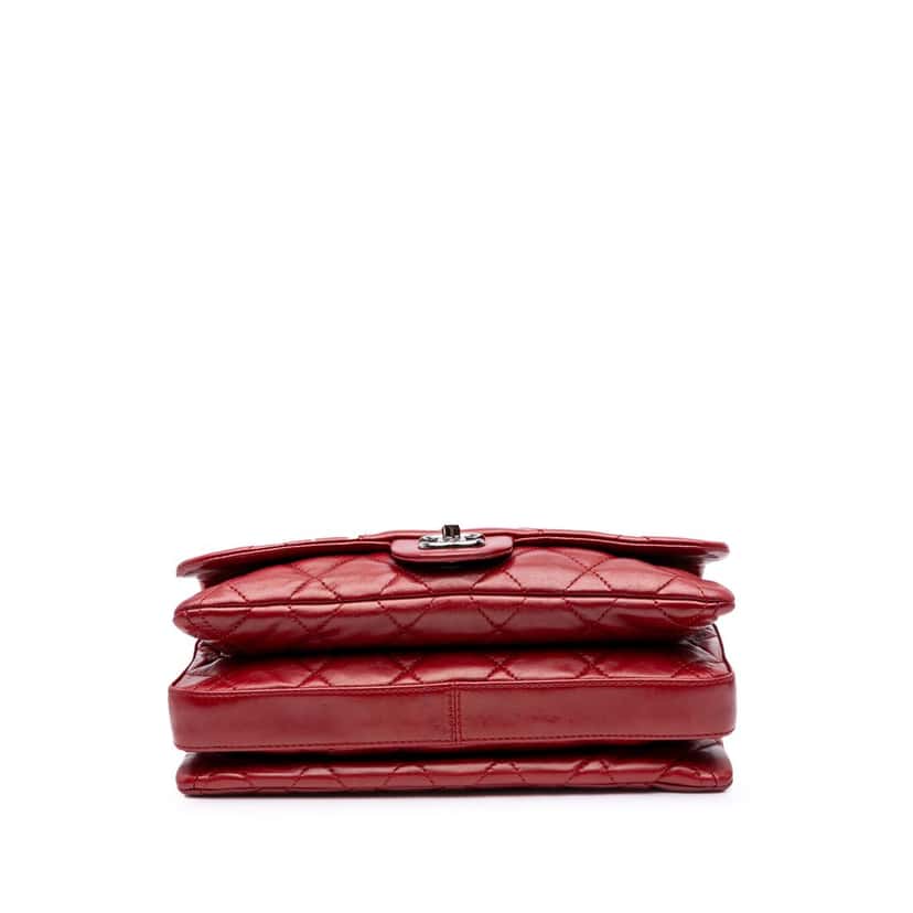 Chanel Quilted Lambskin 3 Accordion Flap Red Leather Good condition - Inside View