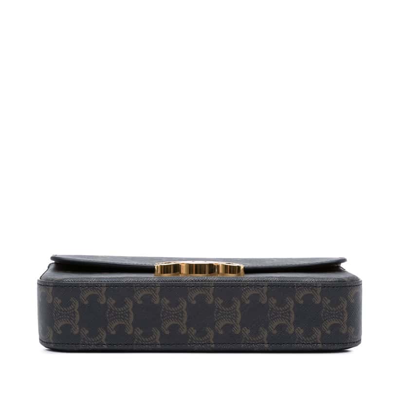 Celine Triomphe Coated Canvas Claude Chain Shoulder Bag Brown Canvas Good condition - Inside View