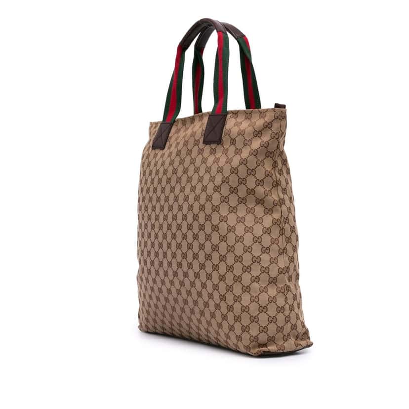 Gucci GG Canvas Web Tote Brown Canvas Good condition - Back View