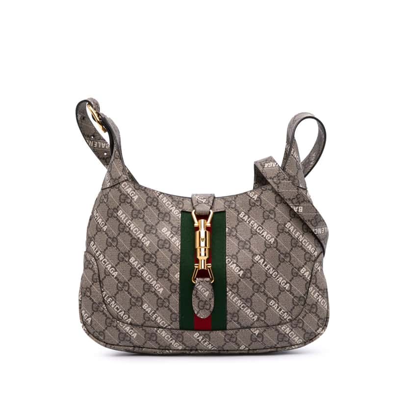 Gucci Balenciaga The Hacker Project Small GG Supreme Web Jackie 1961 Brown Canvas Good condition - Front View