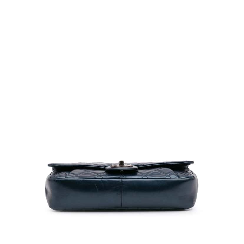 Chanel Quilted Glazed Calfskin Coco Pleats Flap Blue Leather Good condition - Inside View